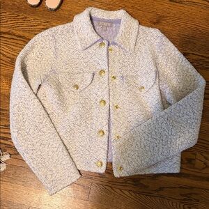 J. Crew Lavender Bouclé Button-Front Jacket
